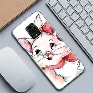 KAPUCTW Case for Xiaomi Redmi Note 9S / Note 9 Pro, Clear Slim Silicone Phone Case Cover with Pattern Design for Girls, Thin Shockproof Gel TPU Bumper Back - [6.67"], Cat Pink