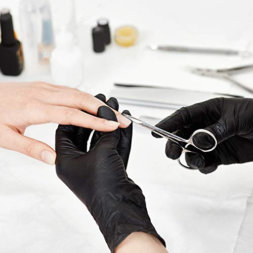 Disposable Medical Black Vinyl Exam Gloves Industrial Gloves - Latex-Free & Powder-Free 100PCS (BK-Large)