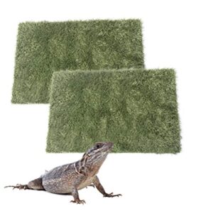 kathson 2pcs Reptile Carpet Terrarium Liner Tortoise Bedding Reptile Substrate Liner Mat Pet Cage Mats Supplies for Lizard Snake Bearded Dragon Gecko Chameleon Turtle Iguana (11.81 X 7.87 in)