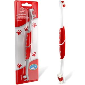 pet toothbrush for dogs, cats with soft bristles - easy teeth cleaning & dental care, non slip dual head dog toothbrush - choose your pack (pack of 1)