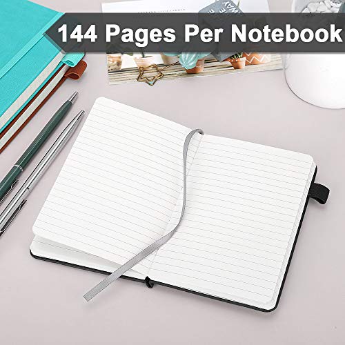 Pocket Notebook Notepad,3.5" x 5.5" 120GSM Thick Ruled Paper PU Leather Hardcover Small notepads Mini Journal Dairy with Pen Holder,Inner Pocket,Elastic Closure- (2 Pack) Blue