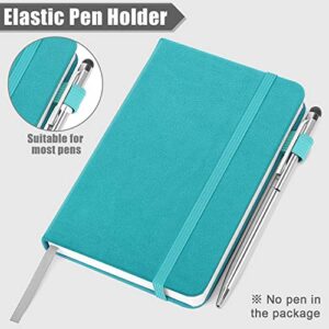 Pocket Notebook Notepad,3.5" x 5.5" 120GSM Thick Ruled Paper PU Leather Hardcover Small notepads Mini Journal Dairy with Pen Holder,Inner Pocket,Elastic Closure- (2 Pack) Blue