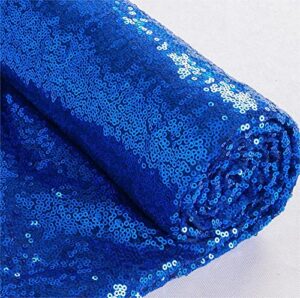 fabric by the yard 1 yard royal blue sequin fabric glitter embroidery fabric by the yard material for diy sewing curtain backdrop tablecloth table linen runner clothes (royal blue)