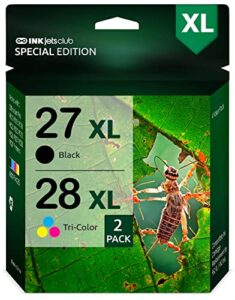 inkjetsclub compatible ink cartridge replacement for hp 27 & 28 2 pack (black, tri-color). works with deskjet 3420, 3320, 3322, 3425, 3450, 3520 printers.