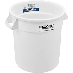 10 gallon plastic trash container, garbage can - white