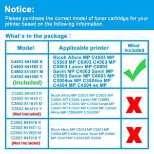 LCL Compatible Toner Cartridge Replacement for Ricoh 841849 841852 841851 841850 C4503 C5503 C6003 C4503 C5503 C6003 C4503 Lanier MP C6003 C4503 C5503 C6003(4-Pack Black Cyan Magenta Yellow)