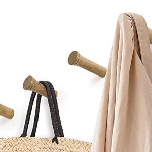 INMAN Wall Hooks, Wall Mounted Coat Hooks - 2.36'' Length Natural Wood Pegs, Entryway Wall Hangers Hooks for Hanging Coats, Hats, Bags and Towels, Pack of 4, Oak