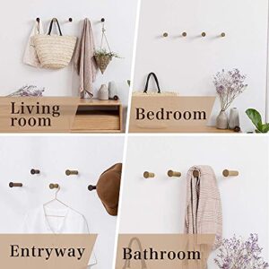 INMAN Wall Hooks, Wall Mounted Coat Hooks - 2.36'' Length Natural Wood Pegs, Entryway Wall Hangers Hooks for Hanging Coats, Hats, Bags and Towels, Pack of 4, Oak