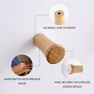 INMAN Wall Hooks, Wall Mounted Coat Hooks - 2.36'' Length Natural Wood Pegs, Entryway Wall Hangers Hooks for Hanging Coats, Hats, Bags and Towels, Pack of 4, Oak