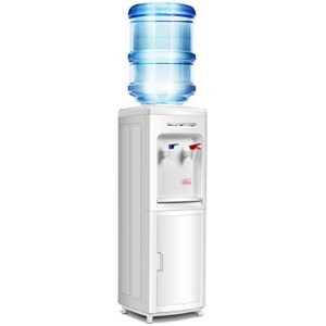 safeplus top loading water cooler dispenser, hot & cold freestanding water cooler holds 5 gallon bottles perfect for home office school ul & energy-saving approved