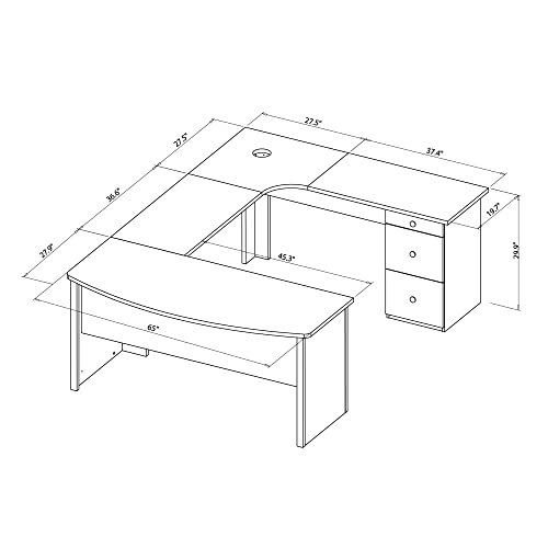 Realspace® Broadstreet 65"W U-Shaped Executive Desk, Cherry