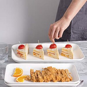 Large Serving Platter Set - DELLING 16/14/12inch Large Serving Tray - Rectangular White Serving Trays for Party, Sushi, Oven Safe Dinnerware Set of 3, White