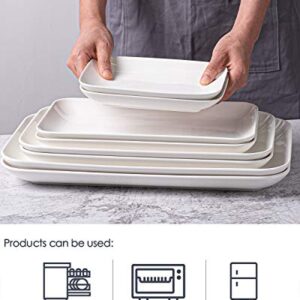 Large Serving Platter Set - DELLING 16/14/12inch Large Serving Tray - Rectangular White Serving Trays for Party, Sushi, Oven Safe Dinnerware Set of 3, White