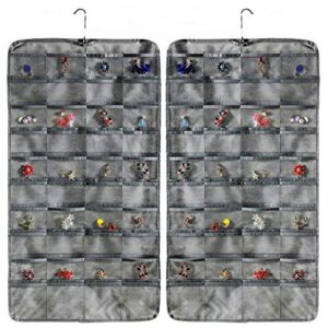 AARAINBOW Hanging Jewelry Organizer Dual-Sided Closet Accesoory Organizer with 80 Pockets Jewelry Hanger for Earrings, Necklaces, Rings on Closet, Wall, Door (Gray)