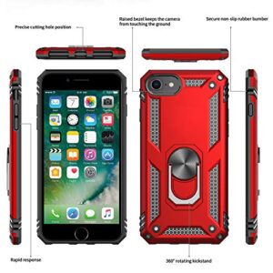 LeYi for iPhone SE 2020 Case (3rd Gen), iPhone SE Case 2022 with [2Pack] Tempered Glass Screen Protector, [Military-Grade] Phone Case with Magnetic Kickstand for iPhone SE 2022/2020, Red