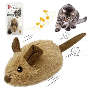 gigwi interactive cat toy mouse, moving automatic cat toys mice electronic with furry tail, automatic squeaky cat toys for kitten indoor/outdoor exercise (brown-ear)