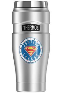 thermos superman superman athletic logo, stainless king stainless steel travel tumbler, vacuum insulated & double wall, 16oz