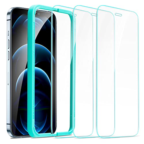 ESR Tempered-Glass Screen Protector for iPhone 12 Pro Max [3-Pack] [Easy Installation Frame] [Case-Friendly] Premium Tempered Glass Screen Protector for iPhone 12 Pro Max 2020, 6.7-Inch