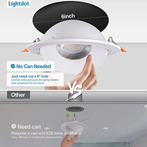 12 Pack Gimbal LED Recessed Lighting 6 Inch, 12W 1200LM (110W Eqv.) 360°Rotation LED Recessed Light with Acrylic Lens, 3 Color Selectable LED Can Lights, CRI90 Dimmable Downlight, IC Rated