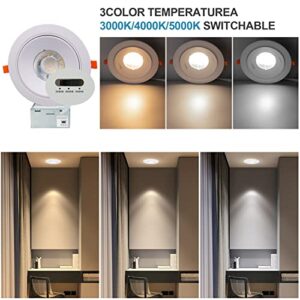 12 Pack Gimbal LED Recessed Lighting 6 Inch, 12W 1200LM (110W Eqv.) 360°Rotation LED Recessed Light with Acrylic Lens, 3 Color Selectable LED Can Lights, CRI90 Dimmable Downlight, IC Rated