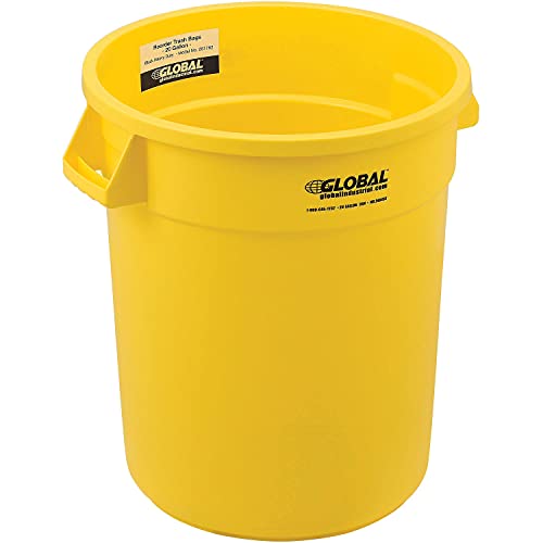 Global Industrial 20 Gallon Plastic Trash Container, Garbage Can - Yellow