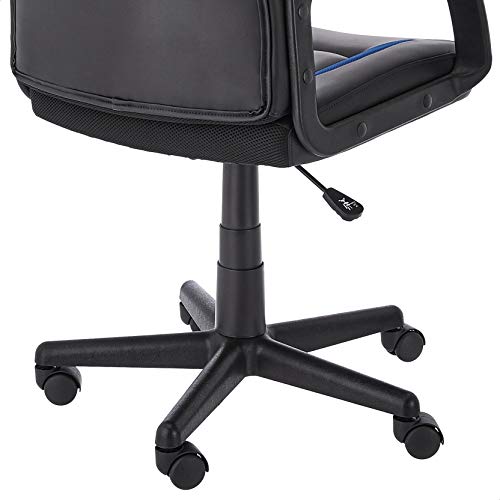 Amazon Basics Racing/Gaming Style Office Chair - Faux Leather, Blue, 25.2"D x 22.6"W x 44.1"H