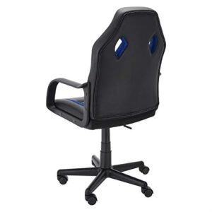 Amazon Basics Racing/Gaming Style Office Chair - Faux Leather, Blue, 25.2"D x 22.6"W x 44.1"H