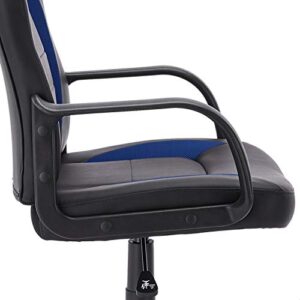 Amazon Basics Racing/Gaming Style Office Chair - Faux Leather, Blue, 25.2"D x 22.6"W x 44.1"H