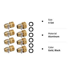 Hourleey Garden Hose Repair Connector with Clamps, Fit for 3/4" or 5/8" Garden Hose Fitting, 4 Set