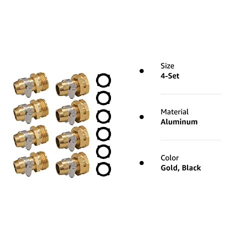 Hourleey Garden Hose Repair Connector with Clamps, Fit for 3/4" or 5/8" Garden Hose Fitting, 4 Set