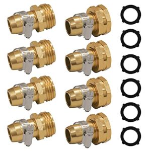 hourleey garden hose repair connector with clamps, fit for 3/4" or 5/8" garden hose fitting, 4 set