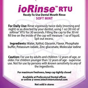 Iotech ioRinse Mouthwash New & Improved - Natural Clean - Contains Xylitol - Saccharin Free - Superior Dental Cleaner for Teeth, Gums, Bad Breath - Soft Mint (1L Bottle)