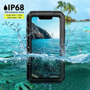 Beasyjoy iPhone 11 Pro Max Case Waterproof Metal Case Heavy Duty Built-in Screen Full Body Protective Shockproof Military Grade Black