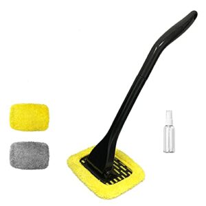 car window cleaner - windshield cleaner, auto window cleaner, windshield cleaning tool set, window cleanser with detachable handle pivoting head microfiber cloths and spray bottle for auto windshield wiper
