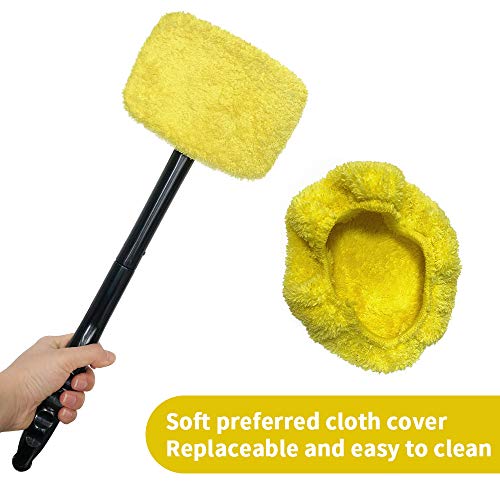 Car Window Cleaner - Windshield Cleaner, Auto Window Cleaner, Windshield Cleaning Tool Set, Window Cleanser with Detachable Handle Pivoting Head Microfiber Cloths and Spray Bottle for Auto Windshield Wiper