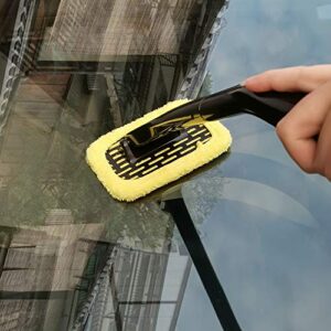 Car Window Cleaner - Windshield Cleaner, Auto Window Cleaner, Windshield Cleaning Tool Set, Window Cleanser with Detachable Handle Pivoting Head Microfiber Cloths and Spray Bottle for Auto Windshield Wiper