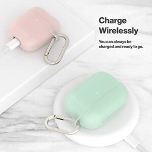 RhinoShield Case with Carabiner Compatible with Apple [AirPods Pro] | Military Grade Drop Protection, Scratch Resistant, Wireless Charging - [Shell Pink, Standard Set]