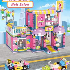 Friends Tree House Hair Salon Building Kit, Treehouse Hairdressing Building Blocks Sets with Storage Box, Creative Learning Roleplay Christmas Birthday Gift for Girls 6-12 Years (1193 Pieces)