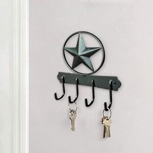 EcoRise Black Texas Country Western Key Holder - Rustic Wall Décor Key Hanger for Home, Vintage Metal Key Hangers for Wall, Star Key Rack Hook Wall Holders, Multiple Hooks for Keys