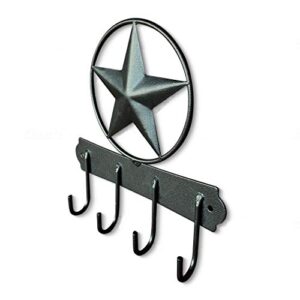 EcoRise Black Texas Country Western Key Holder - Rustic Wall Décor Key Hanger for Home, Vintage Metal Key Hangers for Wall, Star Key Rack Hook Wall Holders, Multiple Hooks for Keys