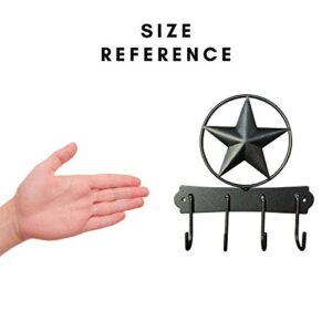 EcoRise Black Texas Country Western Key Holder - Rustic Wall Décor Key Hanger for Home, Vintage Metal Key Hangers for Wall, Star Key Rack Hook Wall Holders, Multiple Hooks for Keys