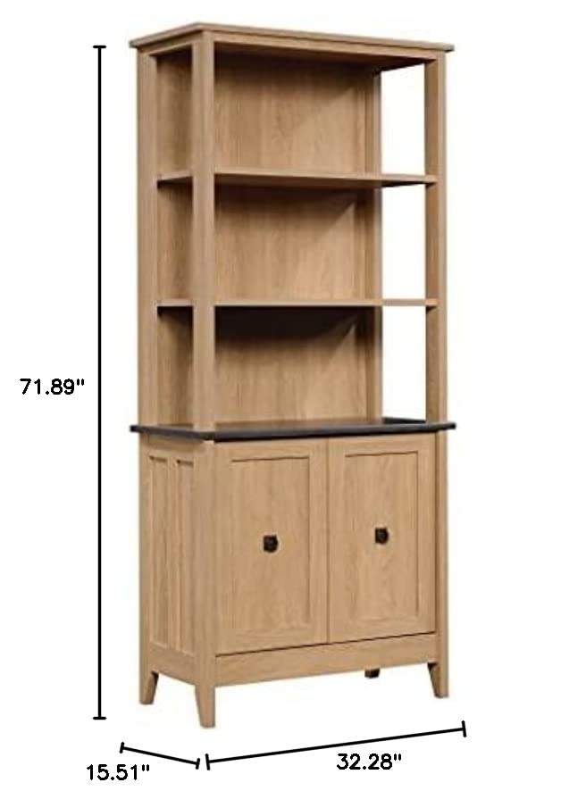 Sauder August Hill Bookcase, L: 32.28" x W: 15.51" x H: 71.89", Dover Oak Finish