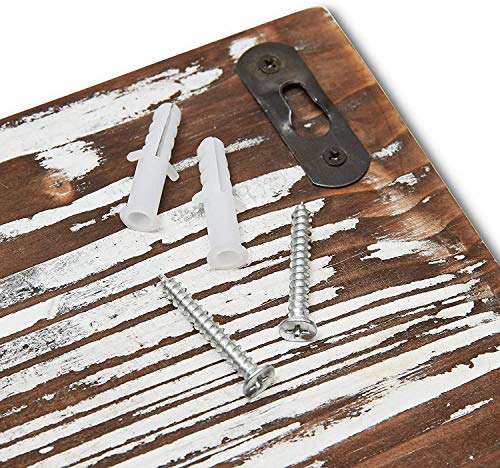 Rustic Coat Hanger Chalkboard Feature - Wooden Wall Rack - Key Rack - Vintage Mounted Board - Hanging Hooks - Farmhouse Decor - Bronze Metal Hooks - Hats/Dog Leash/Towel - EREGIN