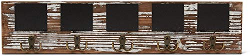 Rustic Coat Hanger Chalkboard Feature - Wooden Wall Rack - Key Rack - Vintage Mounted Board - Hanging Hooks - Farmhouse Decor - Bronze Metal Hooks - Hats/Dog Leash/Towel - EREGIN