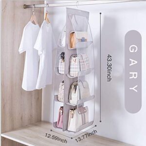 Wisdomcreate 8 Pockets Hanging Purse Handbag Organizer Clear Hanging Shelf Bag Collection Storage (Blue)