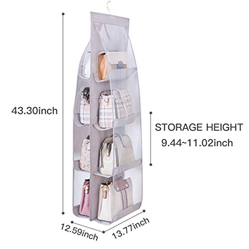 Wisdomcreate 8 Pockets Hanging Purse Handbag Organizer Clear Hanging Shelf Bag Collection Storage (Blue)