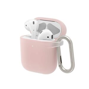 rhinoshield case with carabiner compatible with apple [airpods series 2/1] | military grade drop protection, scratch resistant, wireless charging - [shell pink, standard set]