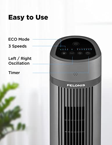 PELONIS 40''Oscillating Tower Fan | Remote Control | Quiet Stand Up | 3 Speed Settings | 3 Modes |15-Hour Timer | LED Display | for Bedroom Home Office Use| Black