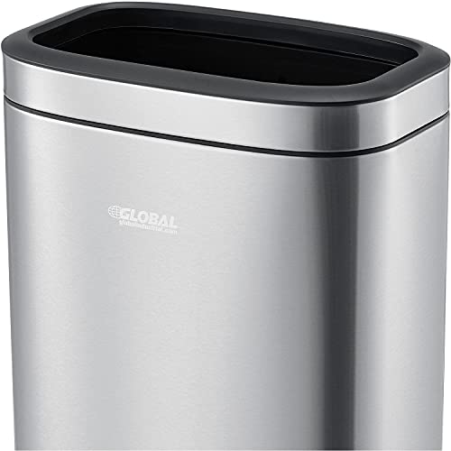 Global Industrial 8 Gallon Stainless Steel Slim Open Top Receptacle