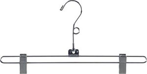 chrome metal salesman bottom hanger with clips and loop on neck in 12" length x 1/8" thick, box of 50